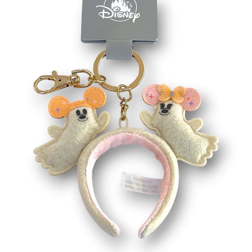 2026 Disney Parks Halloween Pastel Mickey & Minnie Ghost Ear Headband Keychain